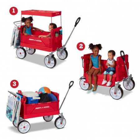 Radio Flyer, Beach & Boardwalk EZ Fold Wagon, Recycled Fabric, Red