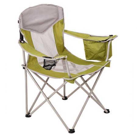 Ozark Trail Oversized Mesh Camp Chair with Cooler, Basil Leaf and Taupe, Green and Grey, Adult