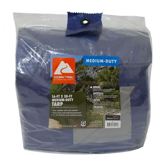 Ozark Trail Medium-Duty Tarp, 16\' x 30\',Material PE