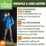 Ozark Trail 750 Lumens LED Hybrid Power Flashlight(4 AA Alkaline and Rechargeable Batteries), Black