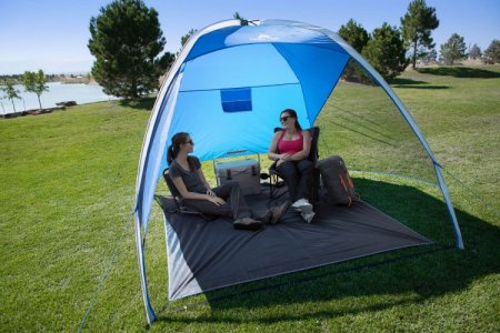 Ozark Trail Sand Island 7.5' x 7.5' Sunshade Beach Tent, with UV Protection and Hidden Pocket