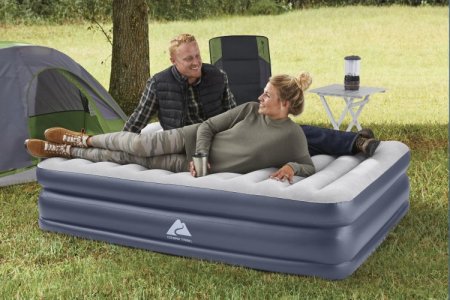 Ozark Trail Tritech QuadComfort 18in Air Mattress Antimicrobial Coating with Built-in AC Pump, Queen