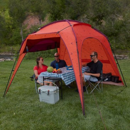 Ozark Trail Orange Sun Shelter Beach Tent, 11.25' x 8.25' with Gear Storage and UV Protection