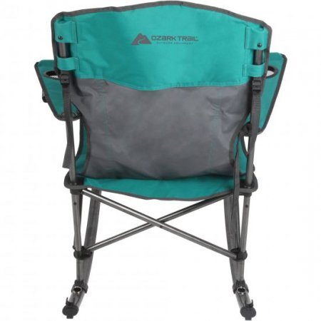 Ozark Trail Foldable Comfort Camping Rocking Chair, Green, 300 lbs Capacity, Adult