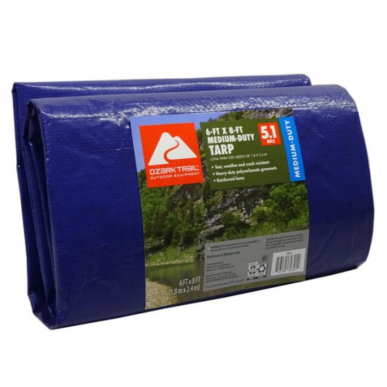 Ozark Trail Medium-Duty Tarpaulin, 6\' x 8\', Material PE