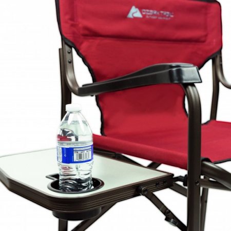 Ozark Trail Director Camping Chair, Red with Side Table, 4lbs Light Weight