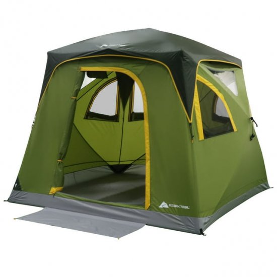 Ozark Trail 4-Person Instant Tent Pop-up Hub Tent, Green, Dimensions: 12\'x12\'x80\", 23.23 lbs.