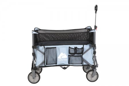 Ozark Trail Adult Height Adjustable Quad Fold Camping Cart Wagon, Blue