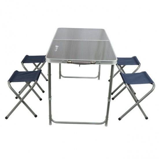 Ozark Trail Durable Steel and Aluminum Table Set with Stools, 47\"x24\"x21\"x27\"