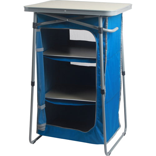 Ozark Trail 3-Shelf Collapsible Cabinet with Table Top, Blue, 23\"L x 19\"W